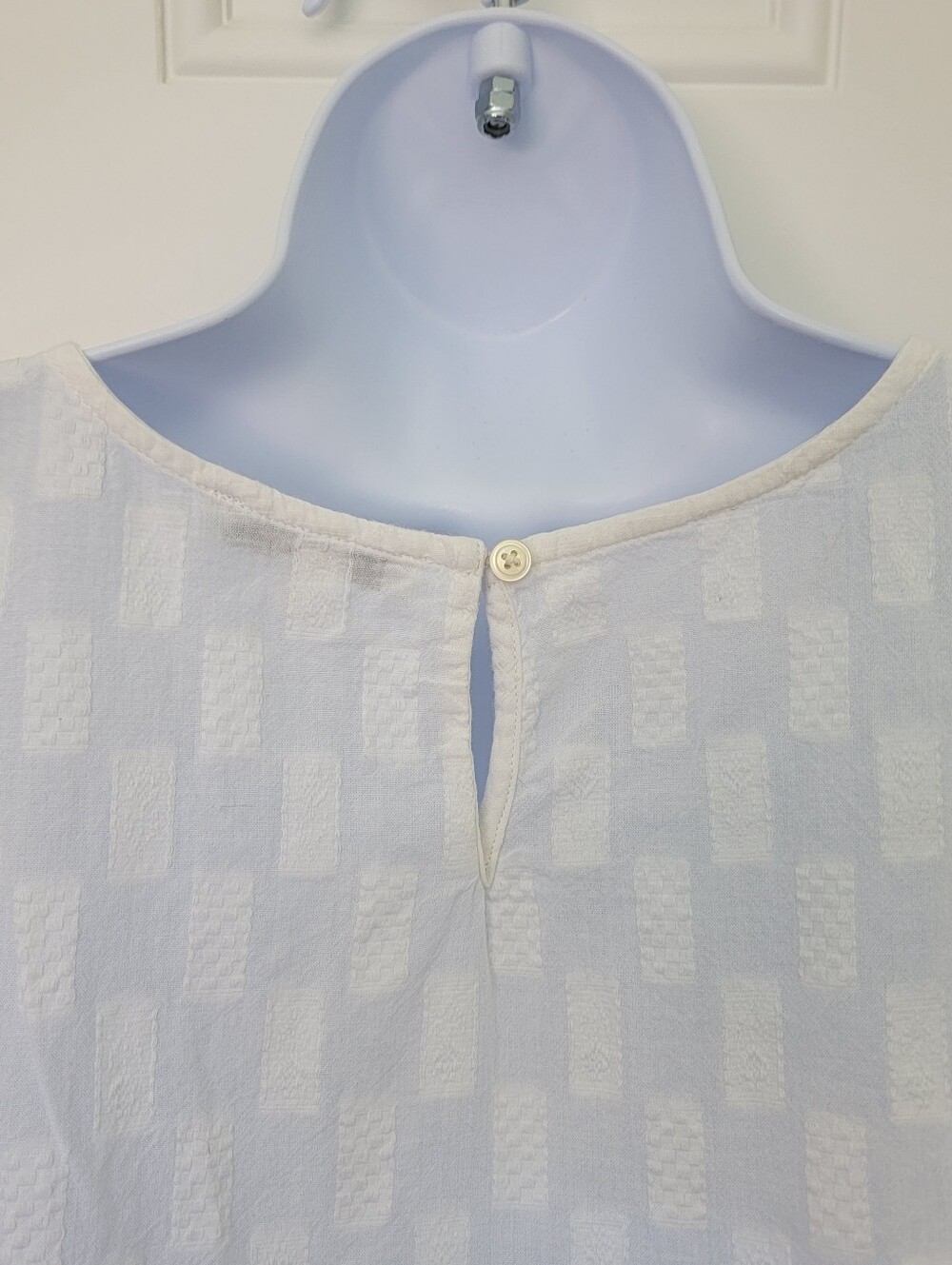 Madewell Medford Jacquard Peplum Blouse White Flutter Sleeves Textured Size M - Picture 6 of 10